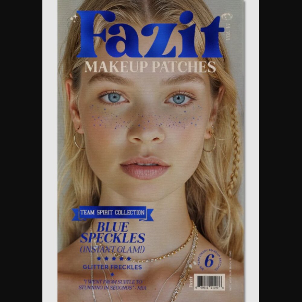 🔥3/$30 NIP Fazit Team Spirit Blue Speckles Glitter Freckles x6 Makeup Patches